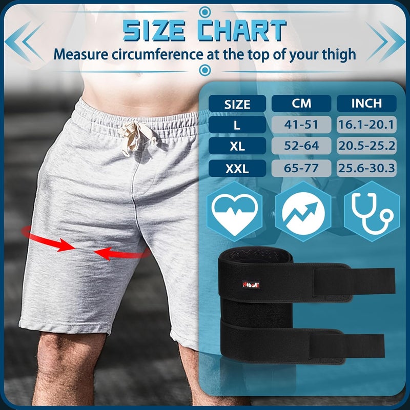Hiball Adjustable Thigh Brace, Hamstring Compression Wrap, Thigh Compression Sleeve, Quad and Upper Leg Brace for Men & Women - Image 2